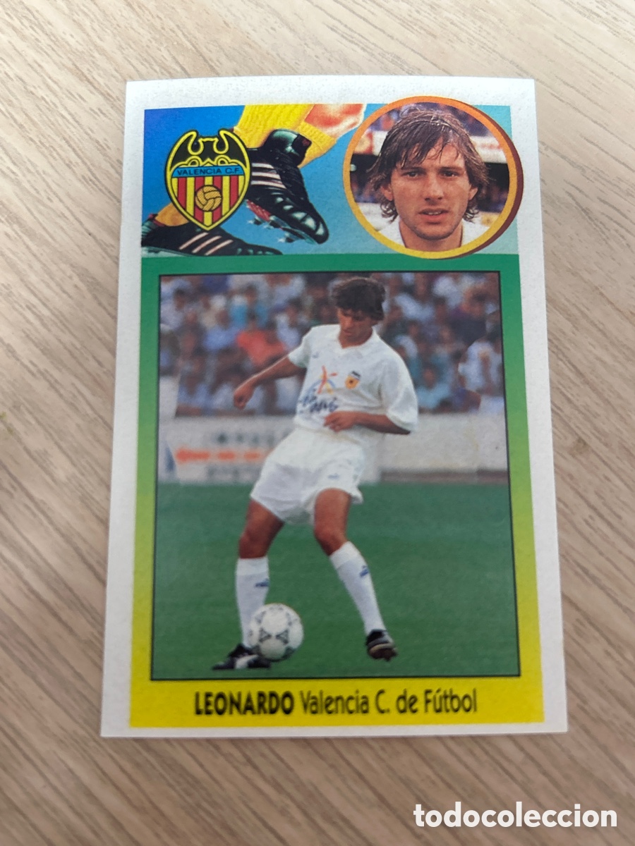 Cromos de f&uacute;tbol: LEONARDO VALENCIA BAJA ADHESIVO LIGA ESTE 1993 1994 93 94 NUNCA PEGADO SIN PEGAR