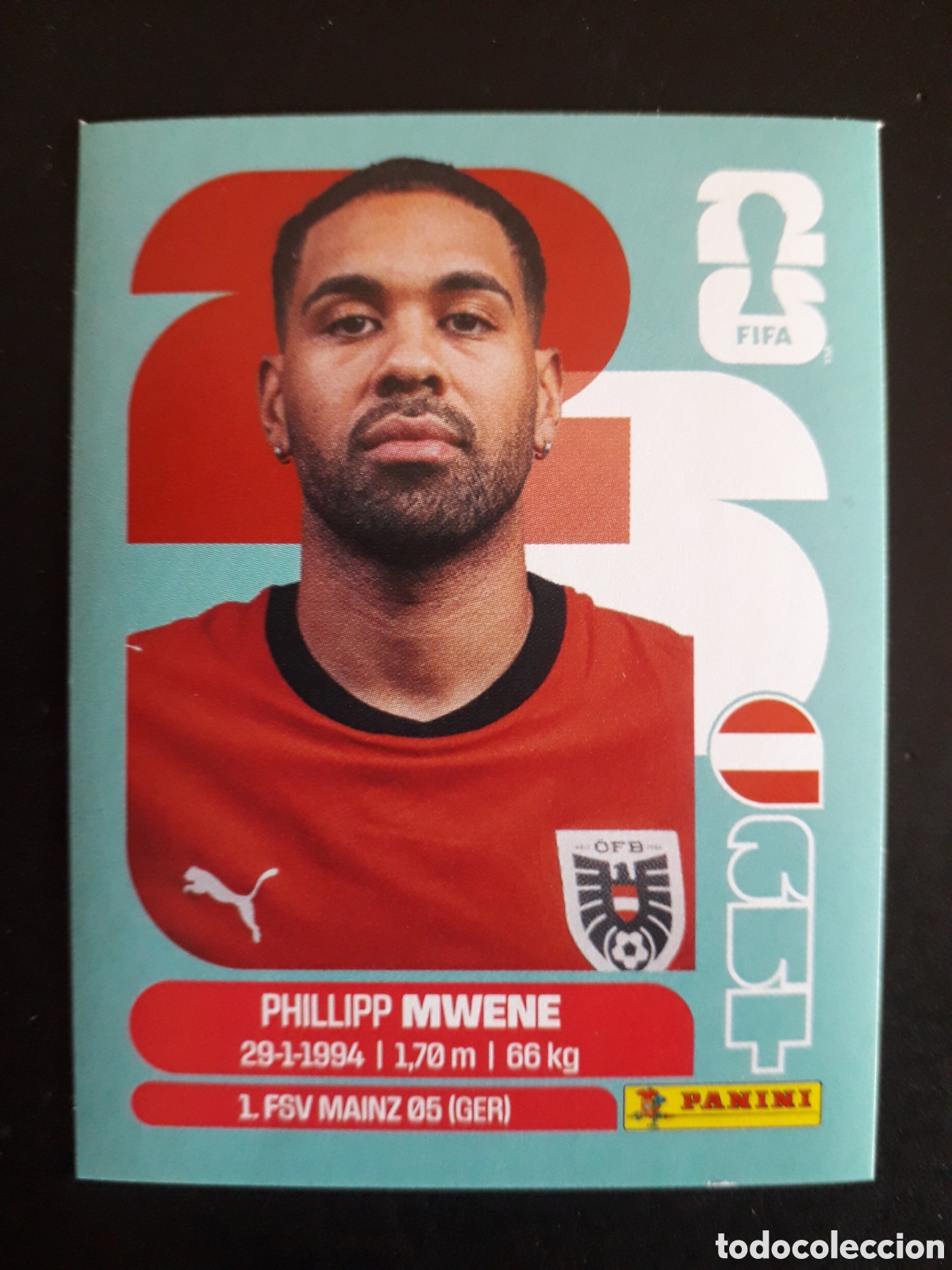 Cromos de f&uacute;tbol: MWENE AUSTRIA AUT 8 MUNDIAL F&Uacute;TBOL 2026 FIFA WORLD CUP PANINI SIN PEGAR PEDIDO M&Iacute;NIMO 3&euro;