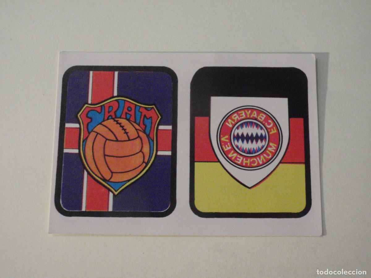 Cromos de f&uacute;tbol: Cromo de f&uacute;tbol 221 Escudos FC BAYERN MUNICH - FRAM. Liga 1975 1976 RUIROMER - RUIZ ROMERO 75 76