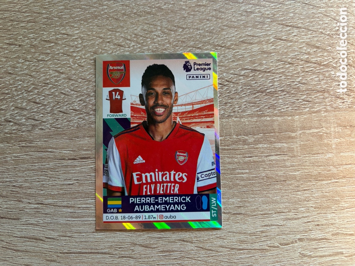 Cartes &agrave; collectionner de Football: 44 PIERRE-EMERICK AUBAMEYANG STICKER PREMIER LEAGUE 2022 PANINI ARSENAL FC