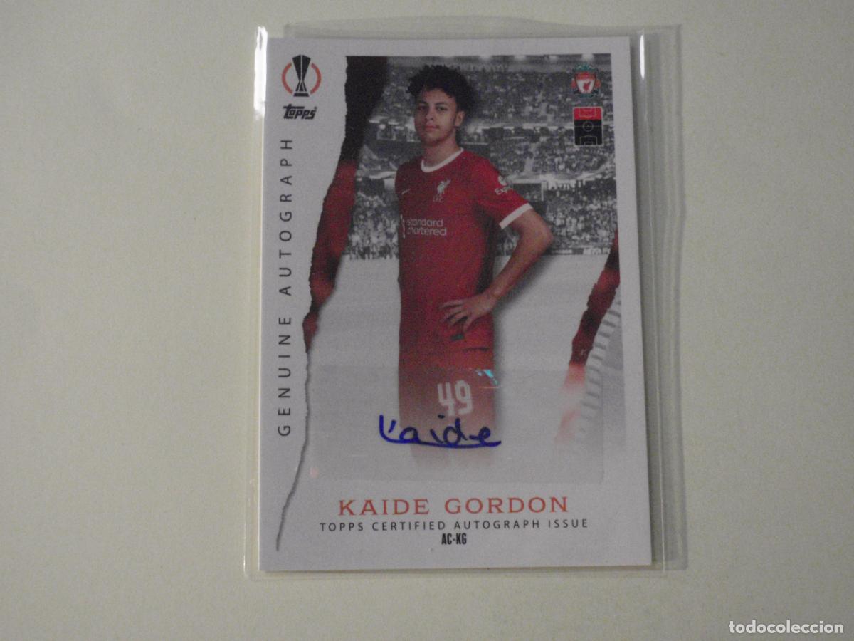 Cromos de f&uacute;tbol: KAIDE GORDON Liverpool GENUINE AUTOGRAPH. CARD UEFA CHAMPIONS LEAGUE 2023 2024 TOPPS MATCH ATTAX