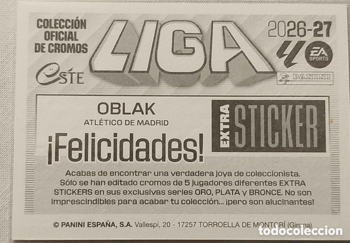Cromos de f&uacute;tbol: Jan Oblak Extra Sticker Plata - Foto 2