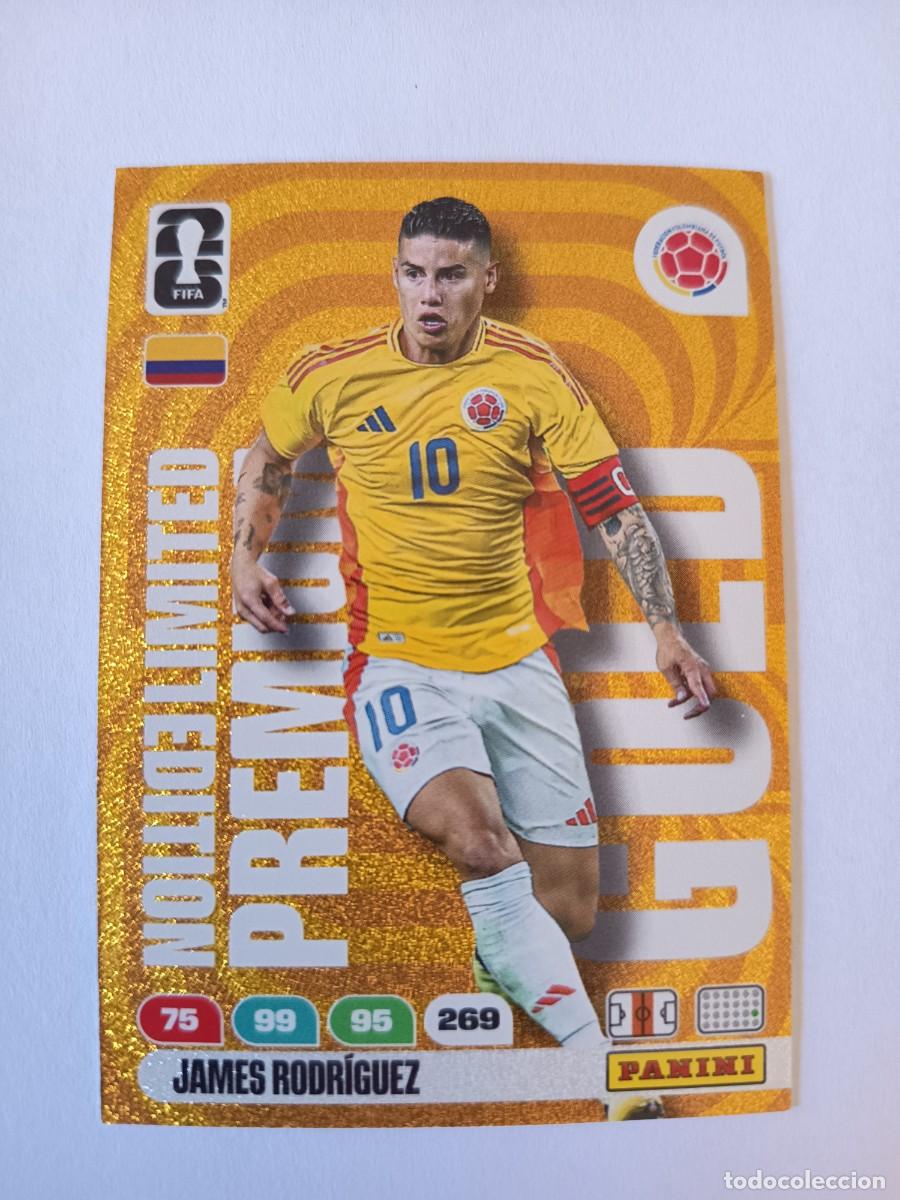 Fu&szlig;ball-Sticker: CARD LIMITED EDITION PREMIUM GOLD JAMES RODRIGUEZ COLOMBIA- ADRENALYN WORLD CUP MUNDIAL 2026 PANINI
