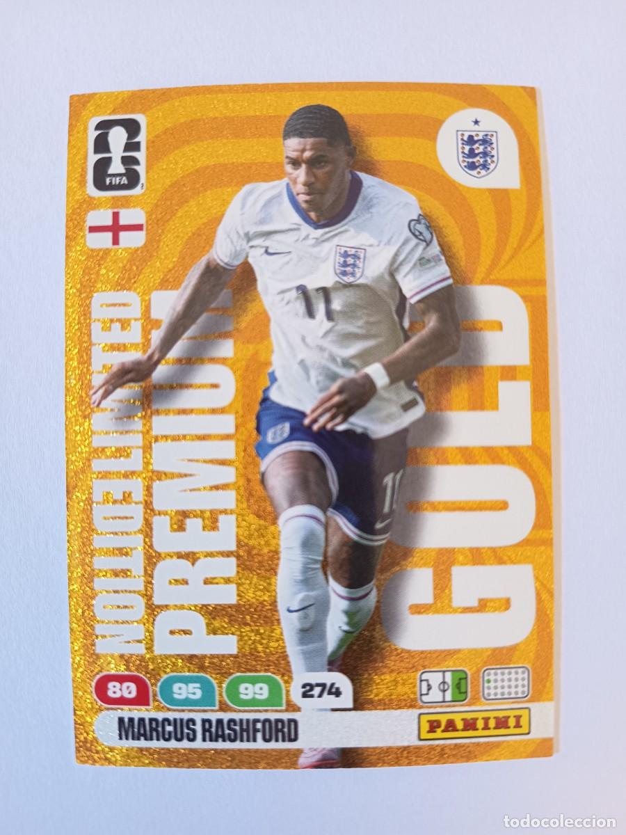 Fu&szlig;ball-Sticker: CARD LIMITED EDITION PREMIUM GOLD MARCUS RASHFORD ENGLAND ADRENALYN XL WORLD CUP MUNDIAL 2026 PANINI