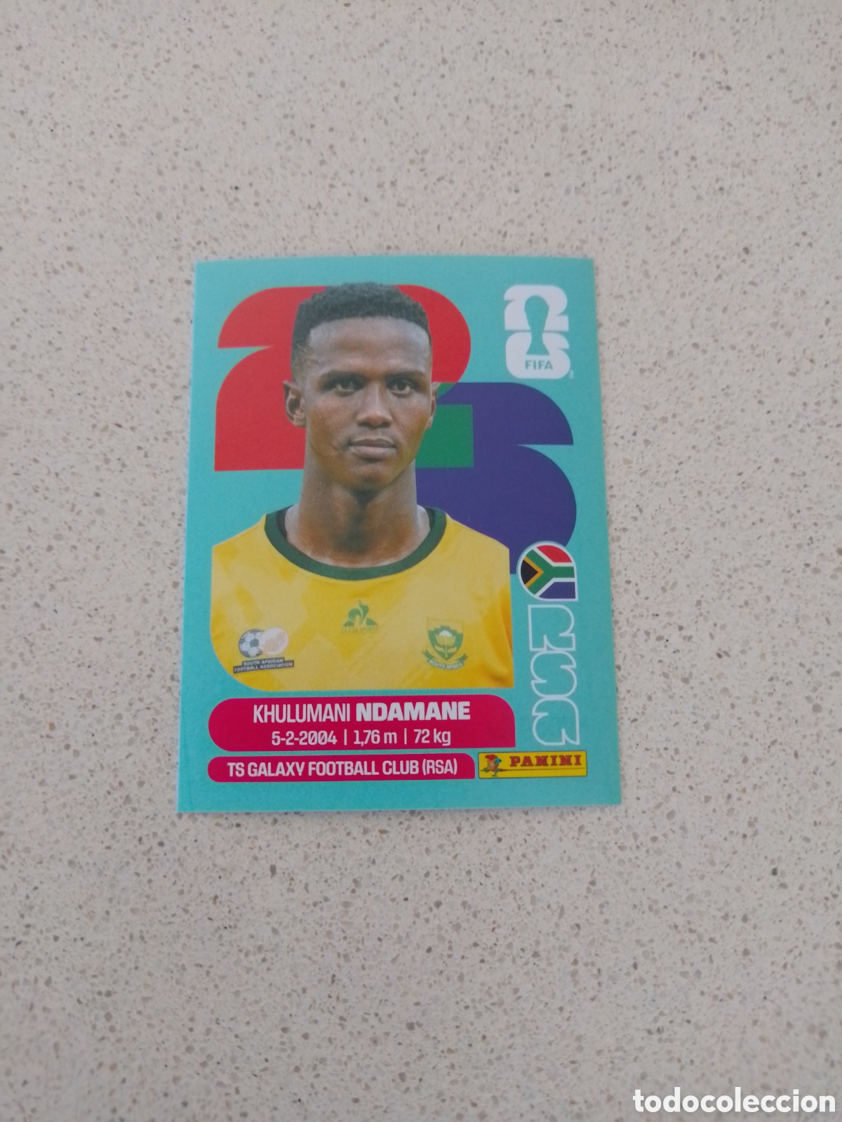 Football Stickers: CROMO NUMERO 7 NDAMANE SUDAFRICA. MUNDIAL 2026. PANINI.