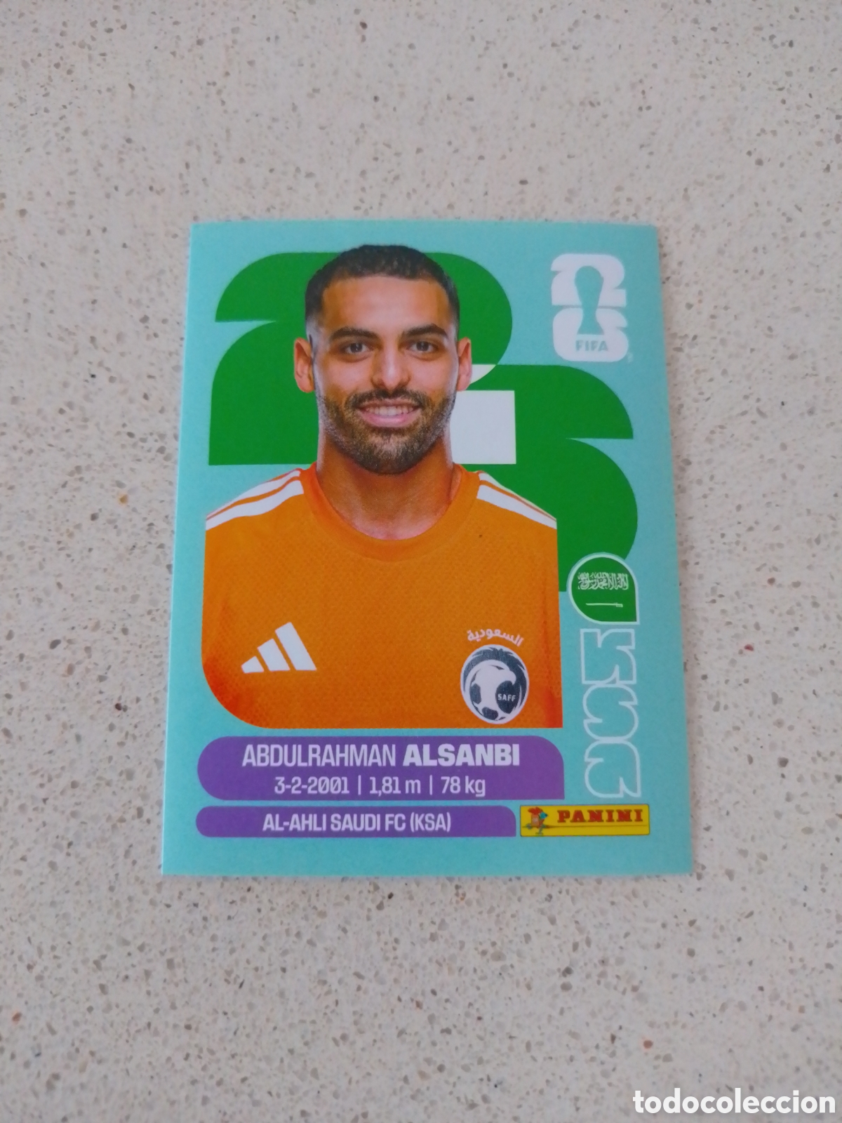 Cromos de f&uacute;tbol: CROMO NUMERO 3 ALSANBI ARABIA SAUD&Iacute;. MUNDIAL 2026. PANINI.