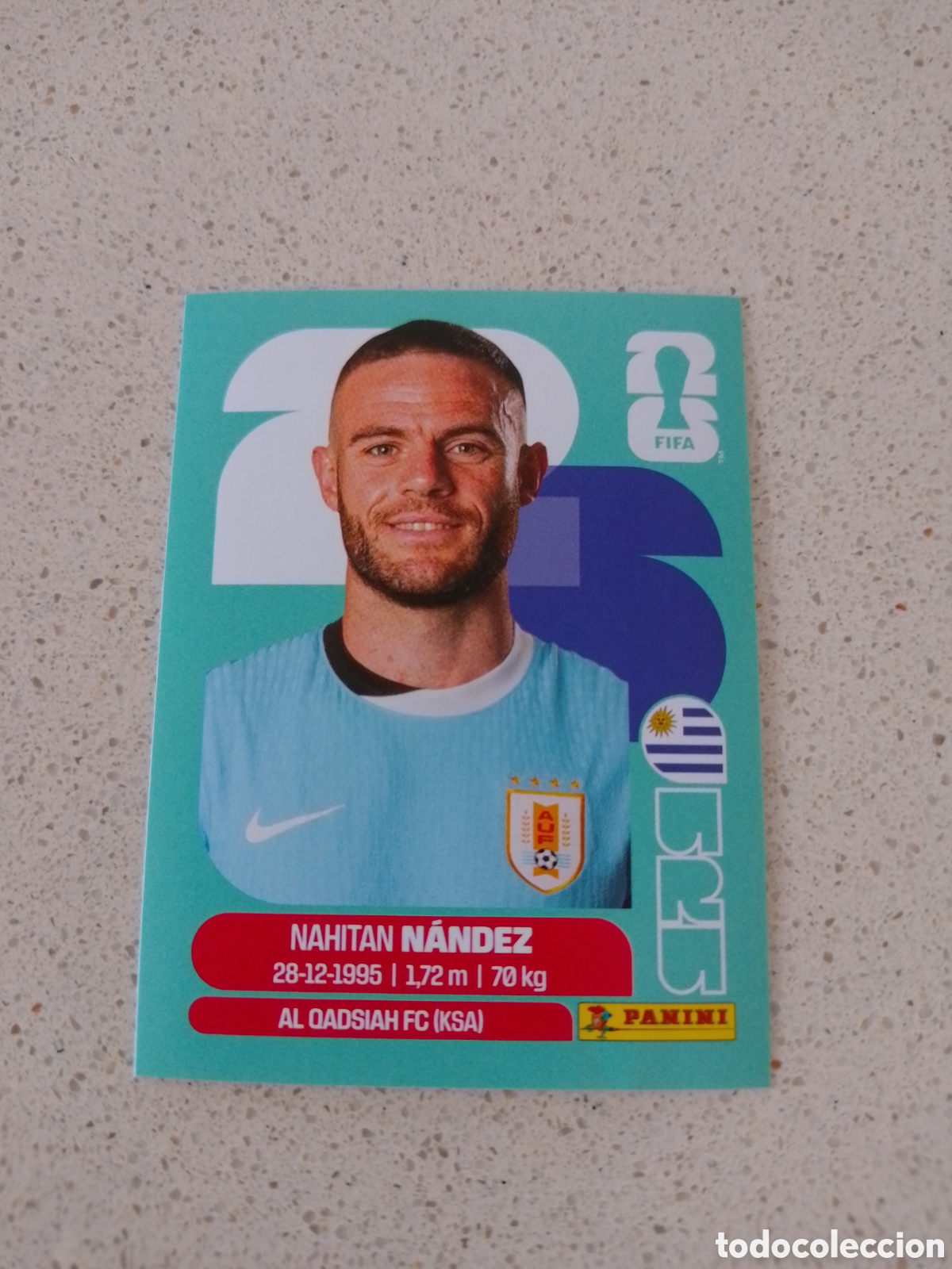 Cromos de f&uacute;tbol: CROMO NUMERO 9 NANDEZ URUGUAY. MUNDIAL 2026. PANINI.