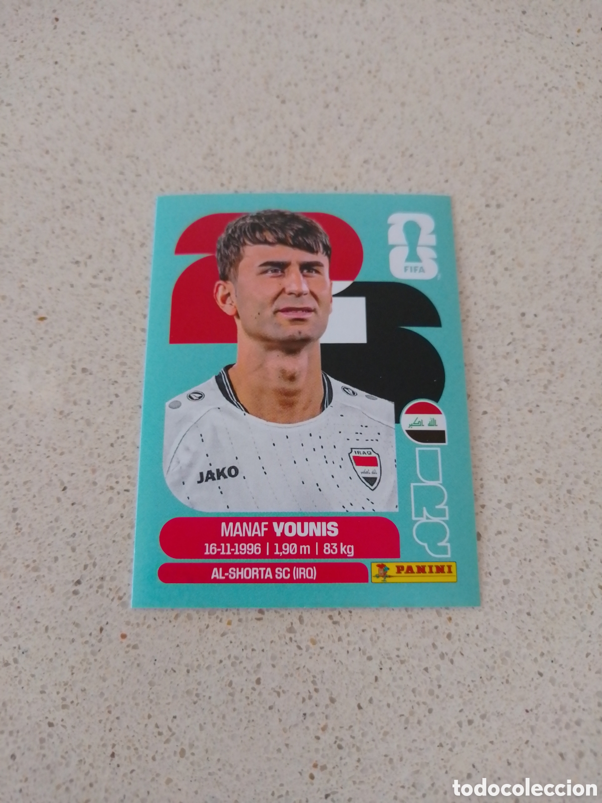 Cromos de f&uacute;tbol: CROMO NUMERO 8 YOUNIS IRAQ. MUNDIAL 2026. PANINI.