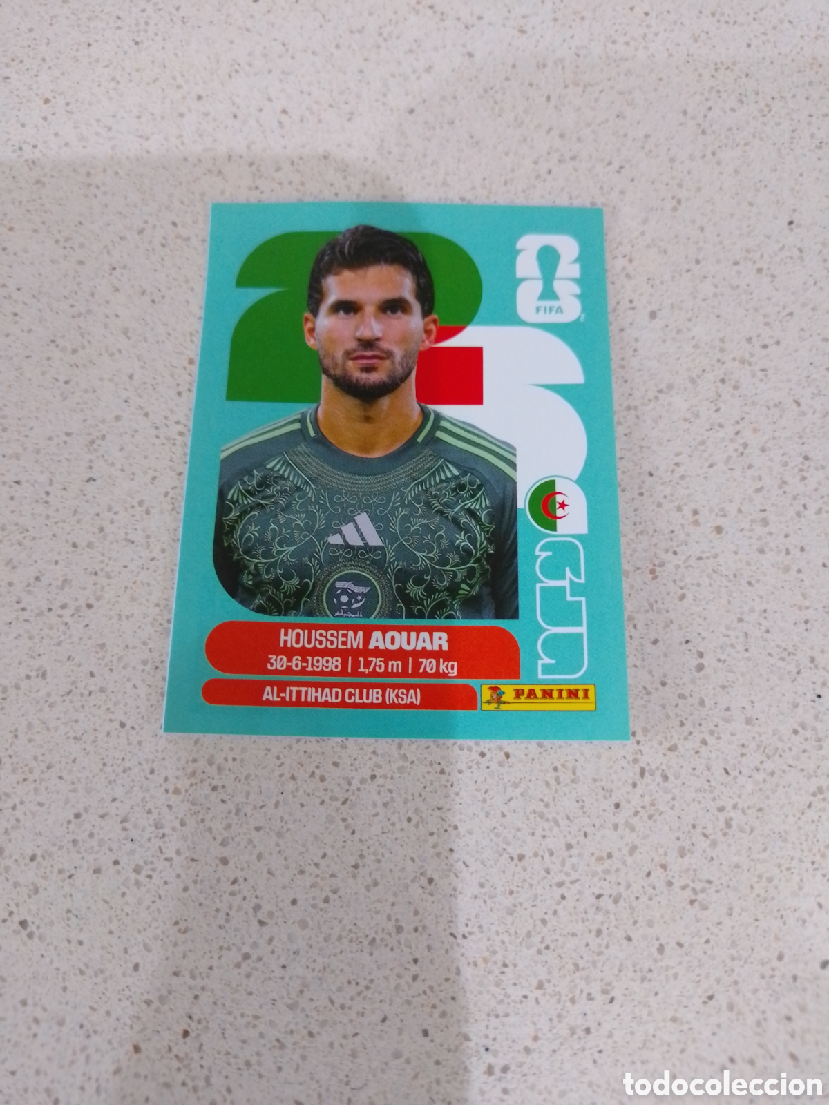 Cromos de f&uacute;tbol: CROMO NUMERO 9 AOUAR ARGELIA. MUNDIAL 2026. PANINI.