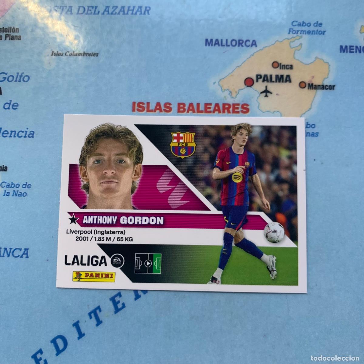 Cromos de f&uacute;tbol: Gordon &uacute;ltimo fichaje n&uacute;mero 24 del Barcelona cromo de la liga este 26-27 2026-2027