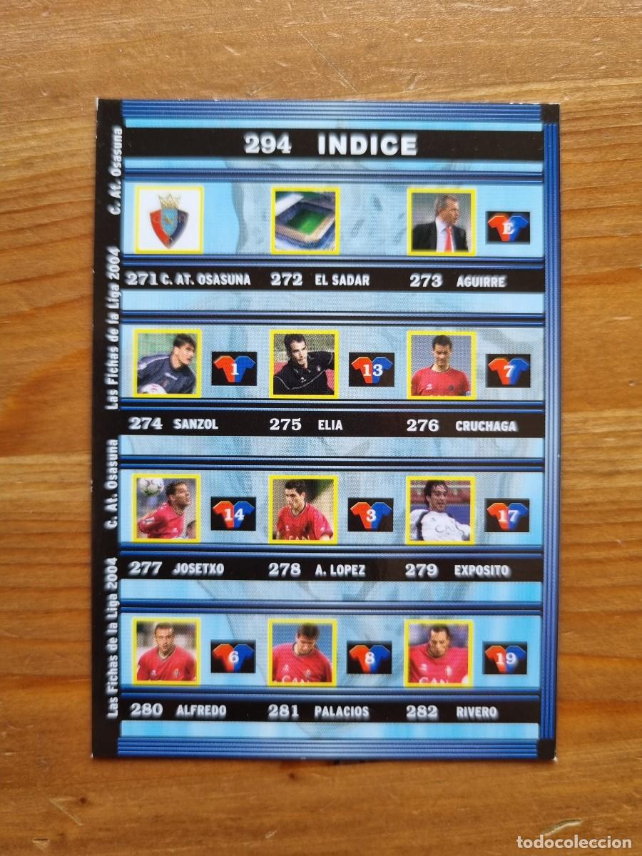 Cromos de f&uacute;tbol: 294 INDICE (CA Osasuna). Las Fichas de la Liga 2003 2004 03 04 (Mundicromo)