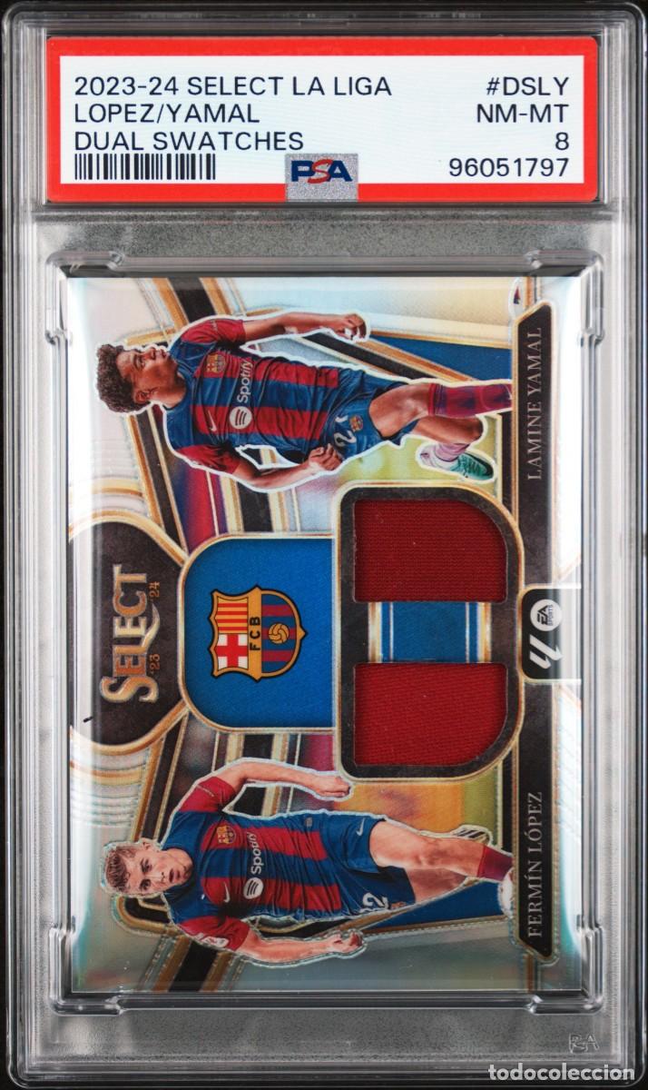 Cromos de Futebol: Rookie Lamine Yamal /Fermin FC Barcelona Panini Select Dual Swatches 23 24 PSA 8