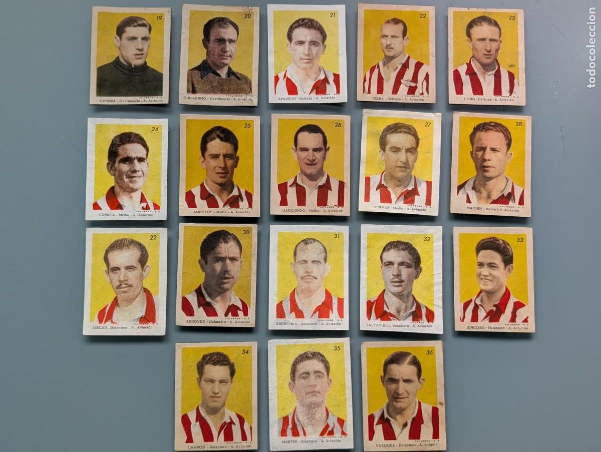 Cromos de f&uacute;tbol: DIFICILISIMO LOTE 18 CROMOS COMPLETO ATLETICO MADRID VERY RARE COMPLETE SET CARDS 1944 1945 FOOTBALL