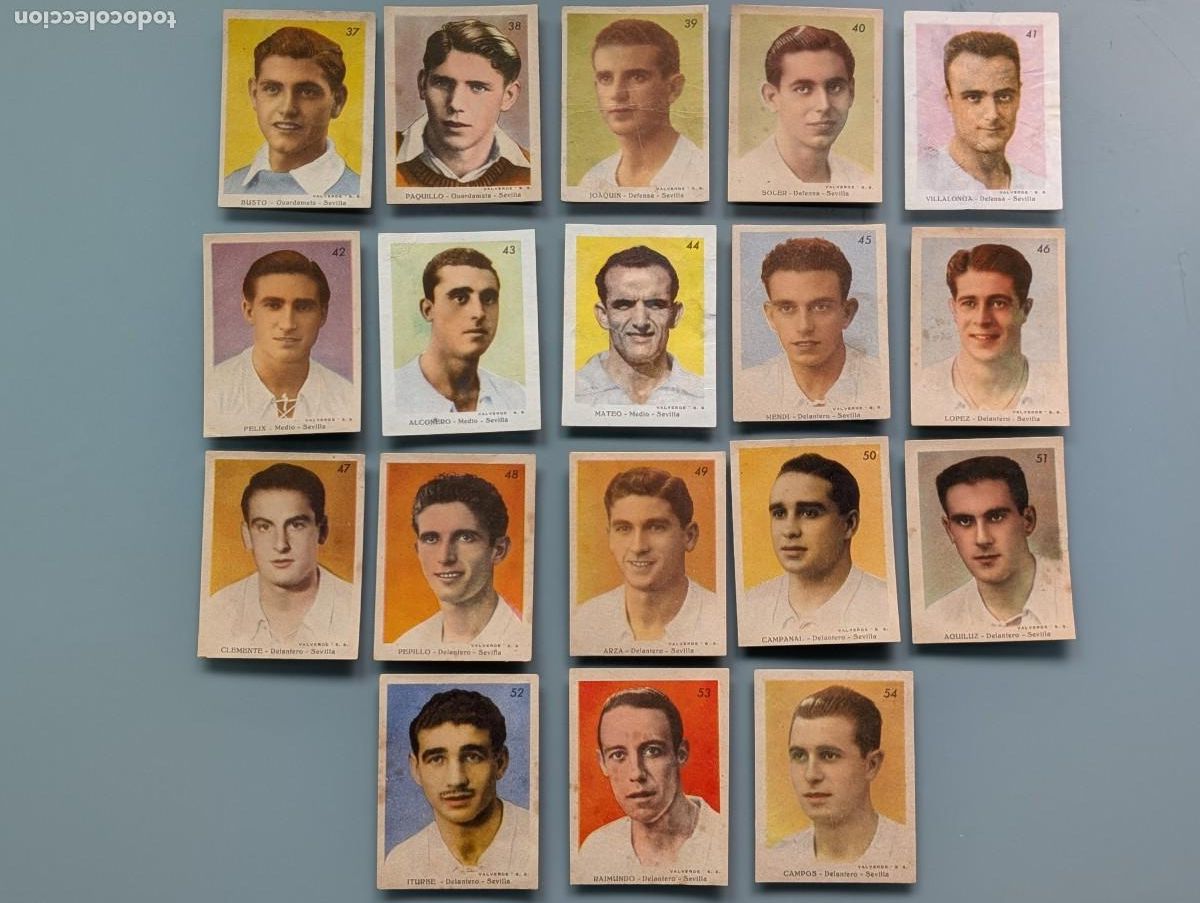 Cromos de f&uacute;tbol: MUY DIF&Iacute;CI LOTE 18 CROMOS COMPLETO SEVILLA VERY RARE COMPLETE SET CARDS 1944 1945 FOOTBALL ANDALUC&Iacute;A