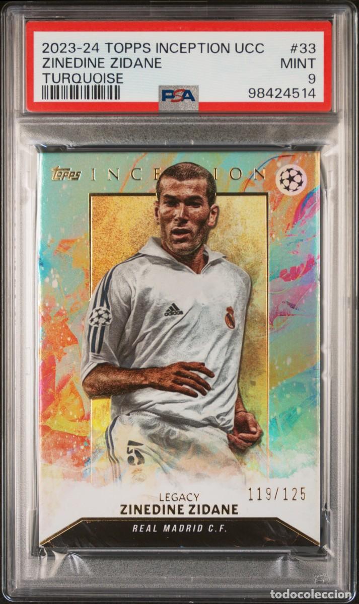 Cromos de f&uacute;tbol: Zinedine Zidane 119/125 #33 Real Madrid Topps Inception Turquoise 2023 24 Psa 9