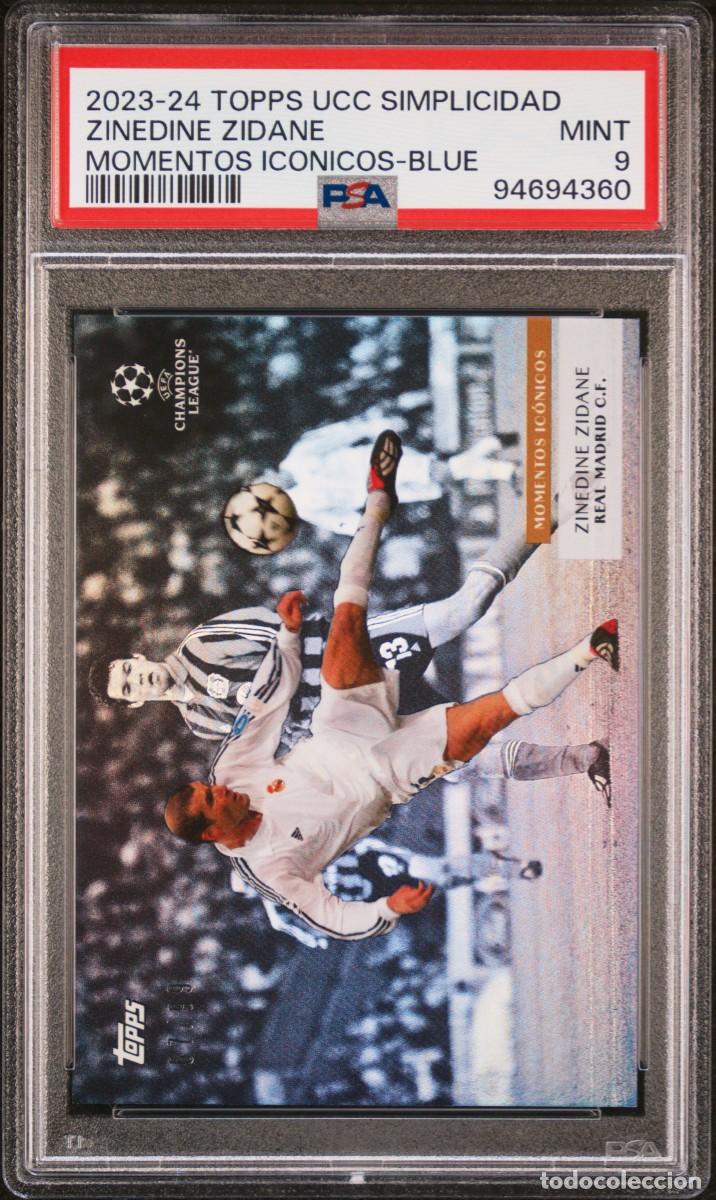 Cromos de f&uacute;tbol: Zidane 67/99 Real Madrid Topps Simplicidad Momentos Iconicos Blue 2023 24 Psa 9