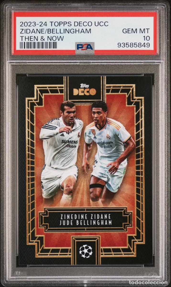 Cromos de f&uacute;tbol: Zinedine Zidane/Bellingham Real Madrid Topps Deco Then And Now 2023 24 Psa 10