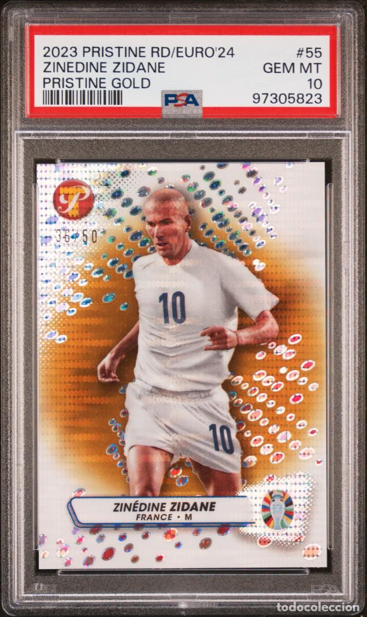 Cromos de f&uacute;tbol: Zinedine Zidane #55 Francia Topps Road Euro 2024 Pristine Gold 2023 Psa 10