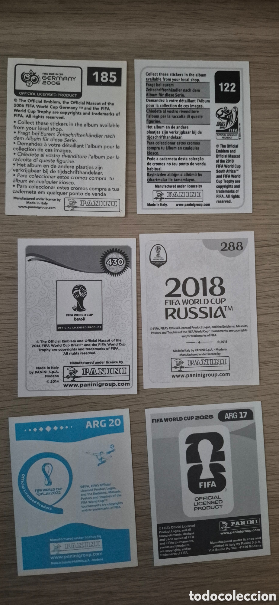 Cromos de f&uacute;tbol: CROMOS DE MESSI LOS 6 MUNDIALES - Foto 2