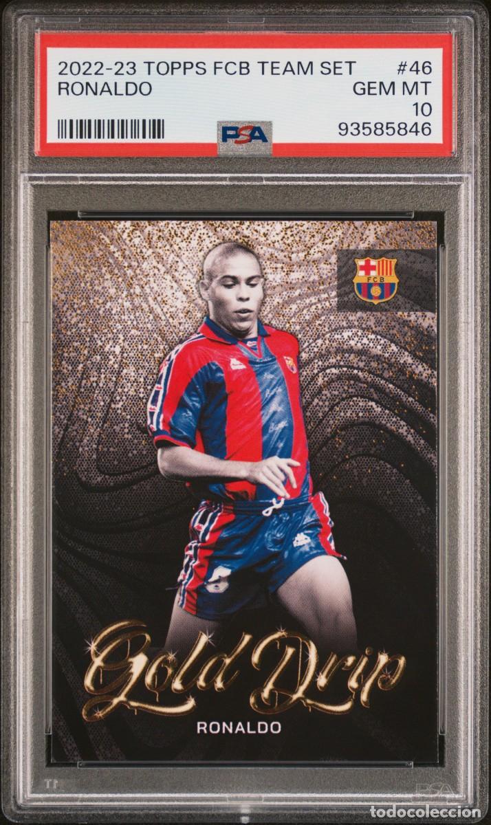Cromos de f&uacute;tbol: Ronaldo #46 FC Barcelona Team Set Gold Drip 2022 23 Psa 10