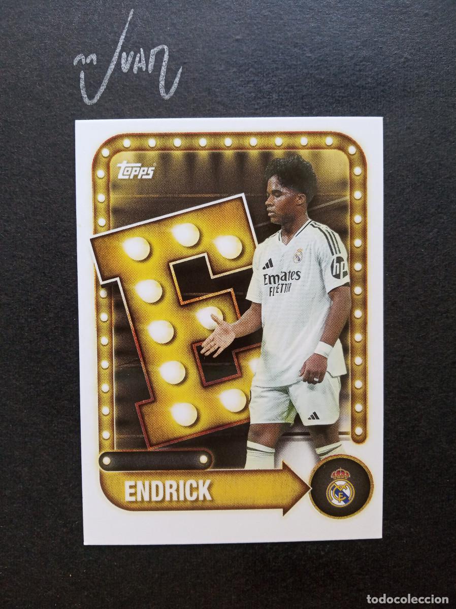 Football Stickers: N&ordm; 28 NAME IN LIGHTS ENDRICK REAL MADRID BRASIL ⚽ TOPPS &reg; COLLECTOR TIN 2025 2026 25 26 NUEVO