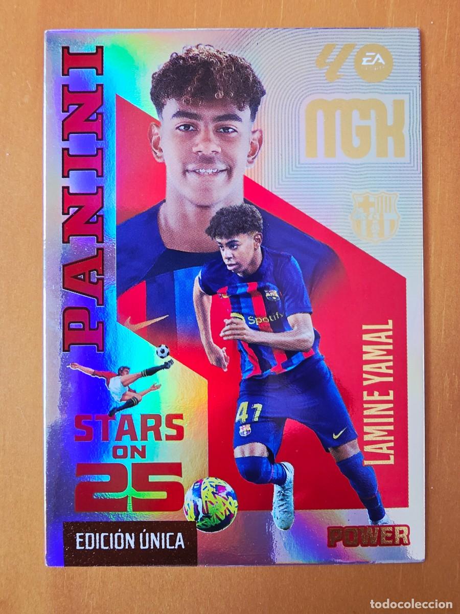 Cromos de f&uacute;tbol: 449P Lamine Yamal, FC Barcelona, Stars on 25 Power Edici&oacute;n &Uacute;nica, Panini Megacracks MGK 2026 2027