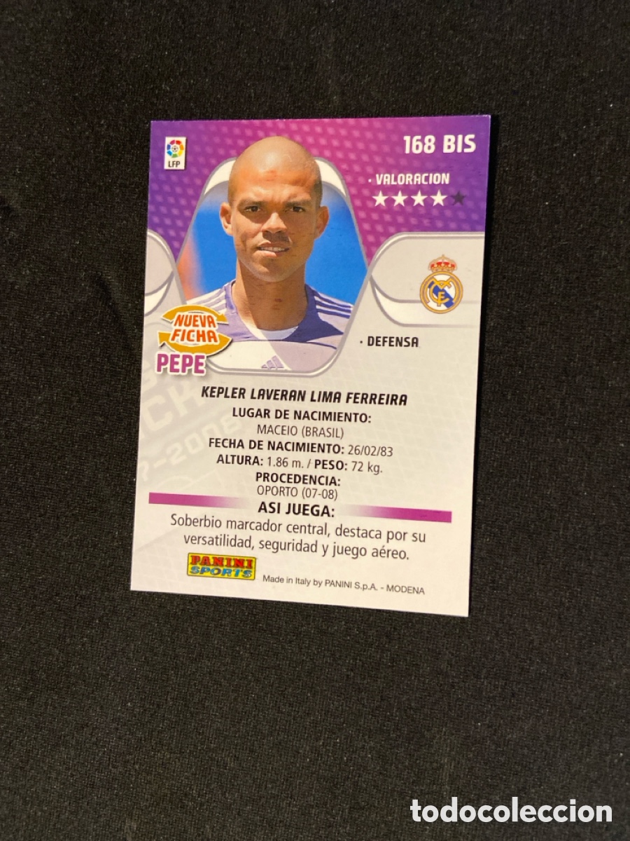 Cromos de f&uacute;tbol: PEPE 168 BIS (REAL MADRID) MEGA - Foto 2