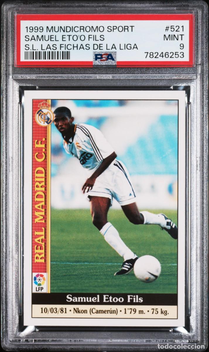 Cromos de f&uacute;tbol: Samuel Etoo #521 Real Madrid Mundicromo Fichas de La Liga 1999 2000 Psa 9