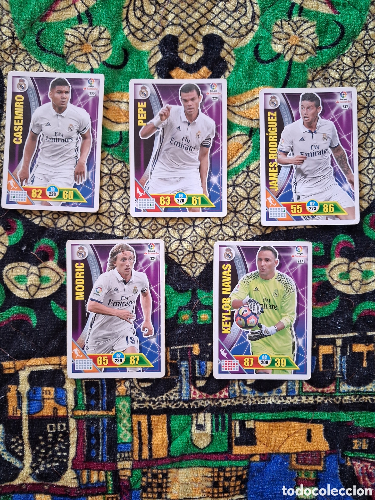 Football Stickers: Lote de 5 cartas real madrid adrenalyn 2016/2017