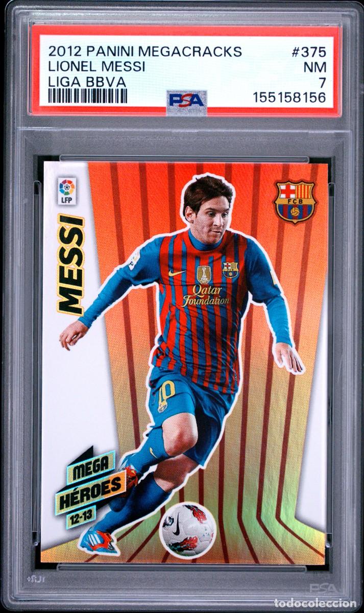 Cromos de f&uacute;tbol: Lionel Messi #375 FC Barcelona Panini Megacracks 2012 2013 PSA 7