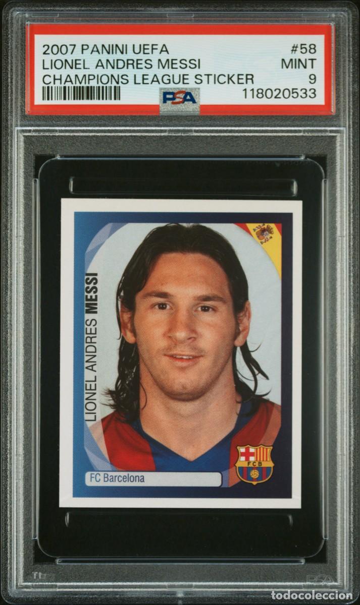 Cromos de f&uacute;tbol: Messi #58 FC Barcelona Panini Uefa Champions League Sticker Brazil 2007 08 PSA 9