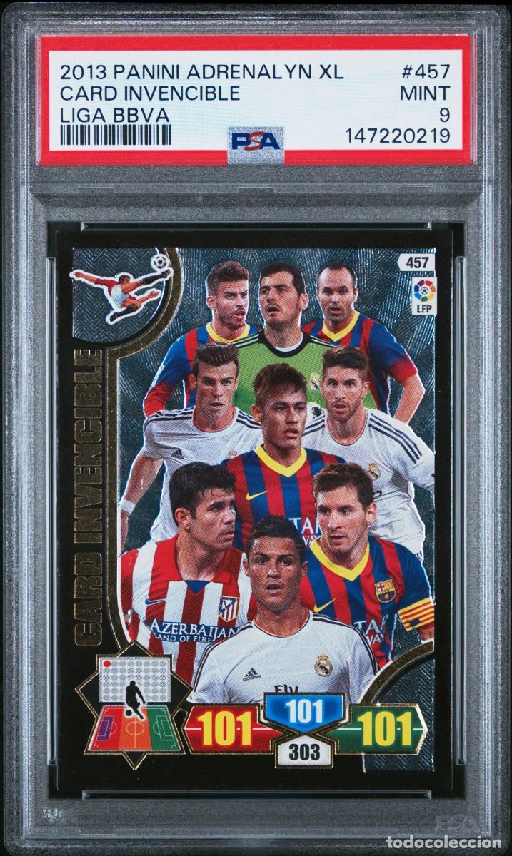Cromos de f&uacute;tbol: Messi Crsitiano Ronaldo 457 Card Invencible Panini Adrenalyn 2013 14 Psa 9 Pop 3