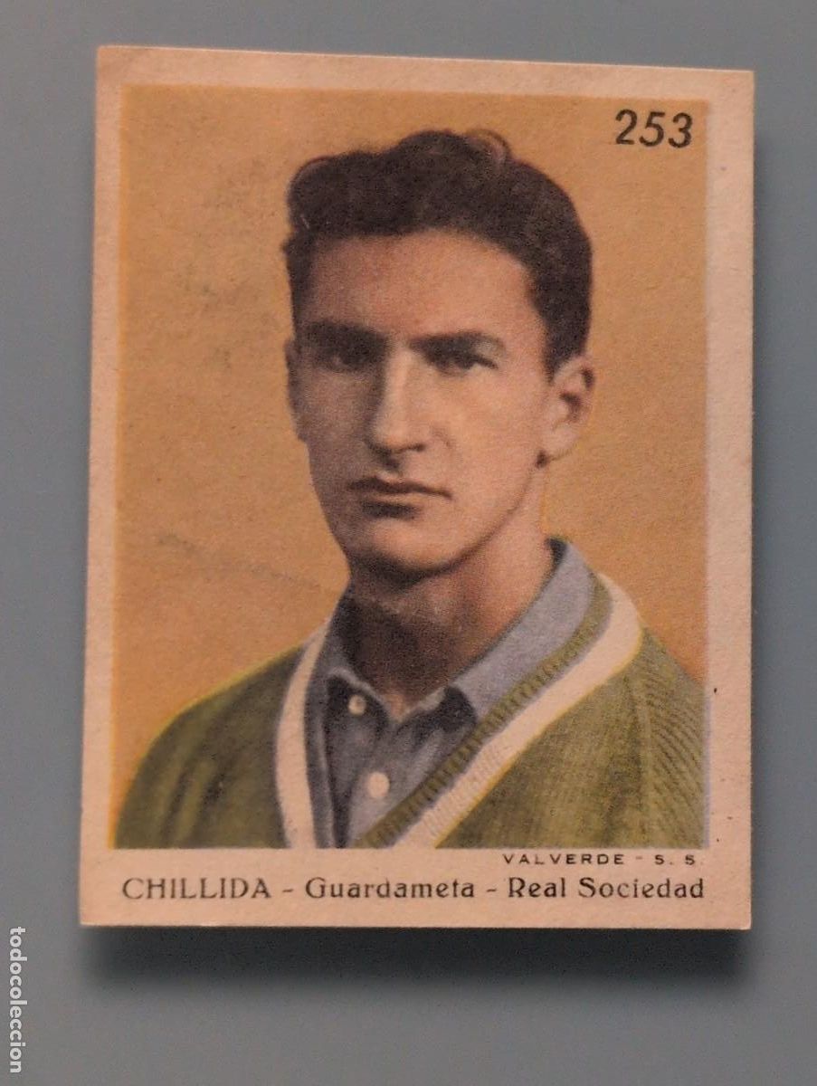 Fu&szlig;ball-Sticker: MUY DIFICIL CROMO EDUARDO CHILLIDA GRAN ESCULTOR REAL SOCIEDAD SAN SEBASTIAN FOTO-SORPRESA GUIPUZCOA