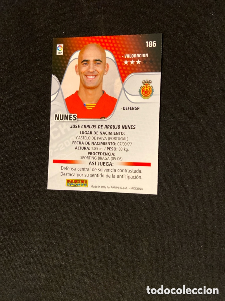 Cromos de f&uacute;tbol: NUNES 186 (MALLORCA) PANINI - Foto 2