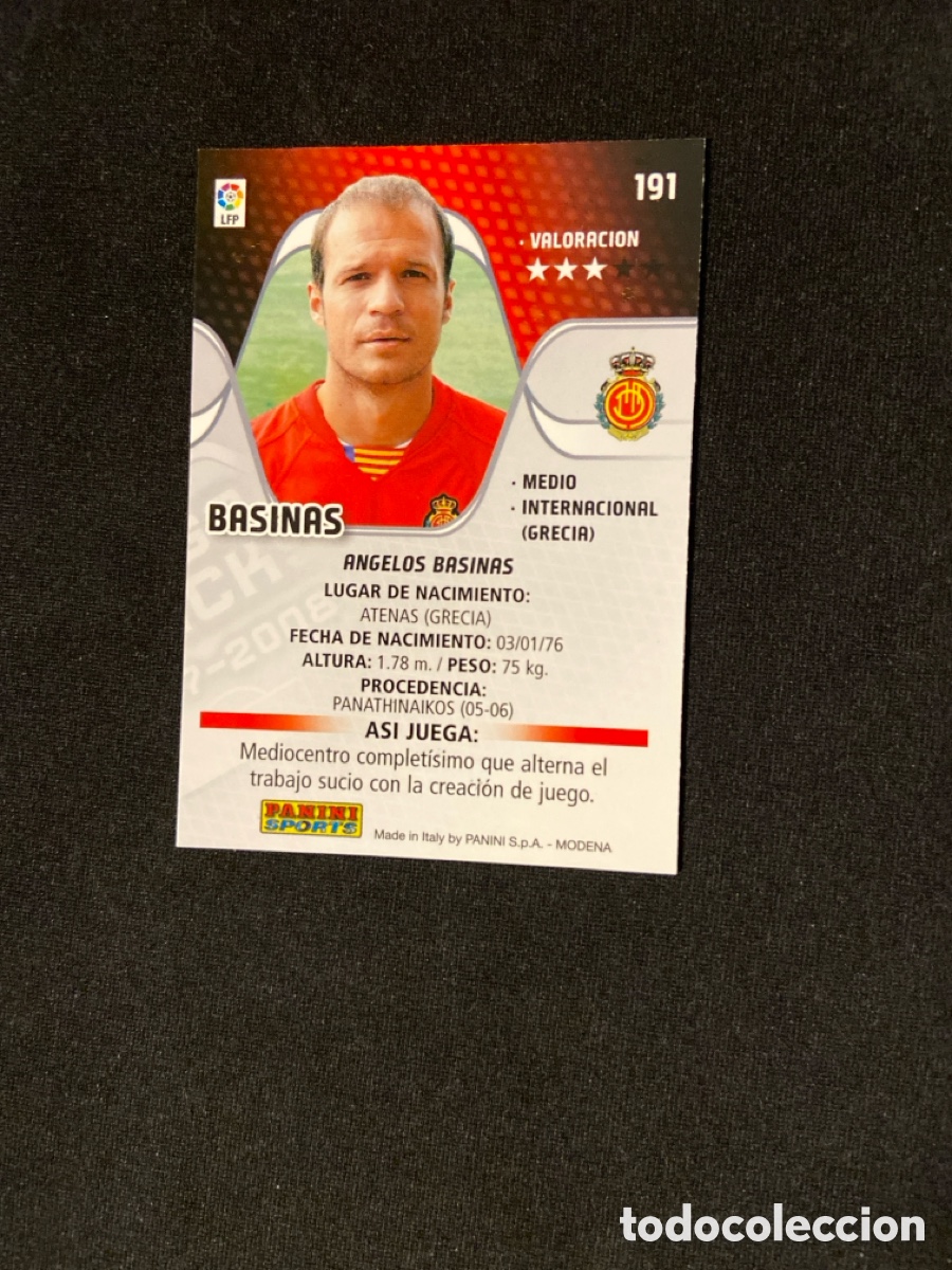 Cromos de f&uacute;tbol: BASINAS 191 (MALLORCA) - Foto 2