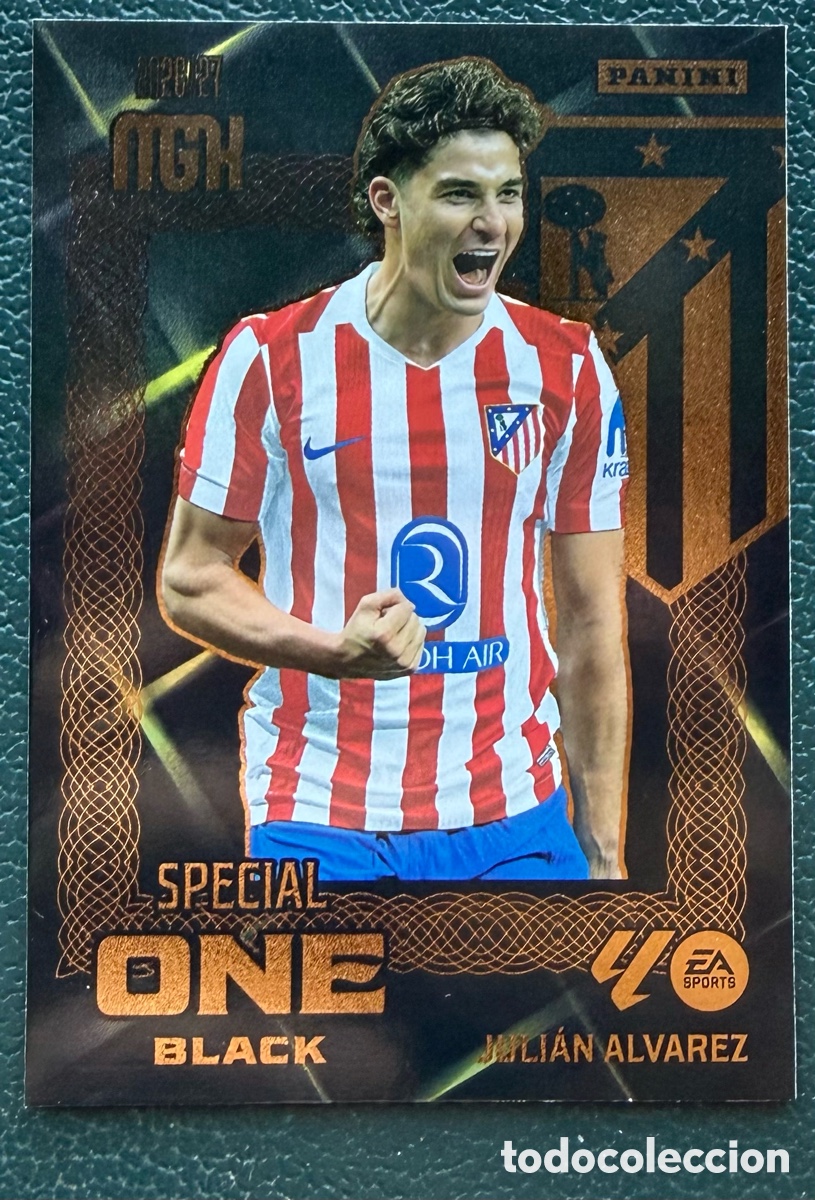 Figurine di Calcio: JULIAN ALVAREZ ATLETICO DE MADRID SPECIAL ONE BLACK FICHAS ALBUM MEGACRACKS 2026 2027 MGK 26 27