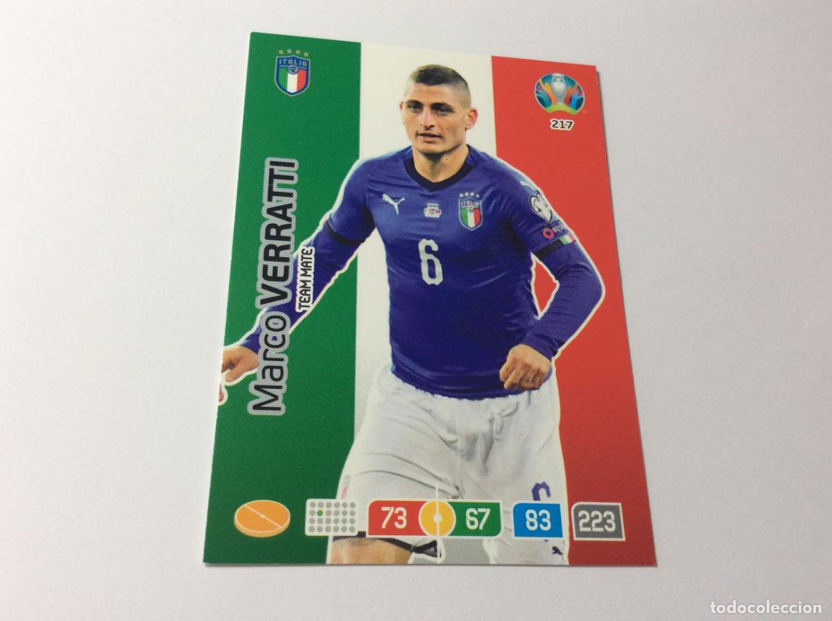 Football Stickers: 217 Marco Verratti Italia UEFA Euro 2020 Preview Adrenalyn XL Panini
