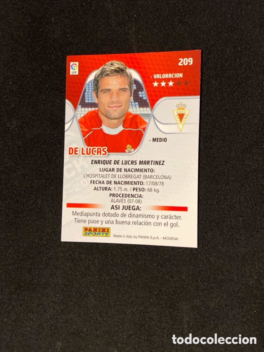 Cromos de f&uacute;tbol: DE LUCAS 209 (REAL MURCIA) MEGA - Foto 2
