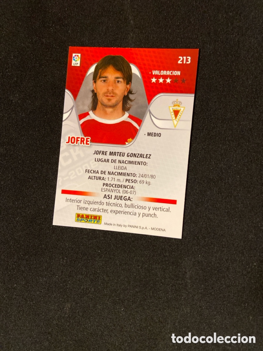 Cromos de f&uacute;tbol: JOFRE 213 (REAL MURCIA) MEGA - Foto 2
