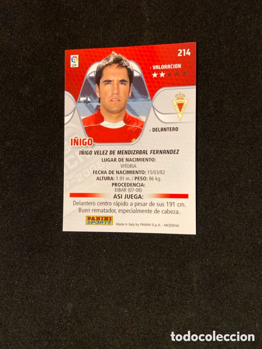 Cromos de f&uacute;tbol: I&Ntilde;IGO 214 (REAL MURCIA) PANINI MEGACRACKS 2007-2008 07 08 CROMO CARTA M-3 - Foto 2