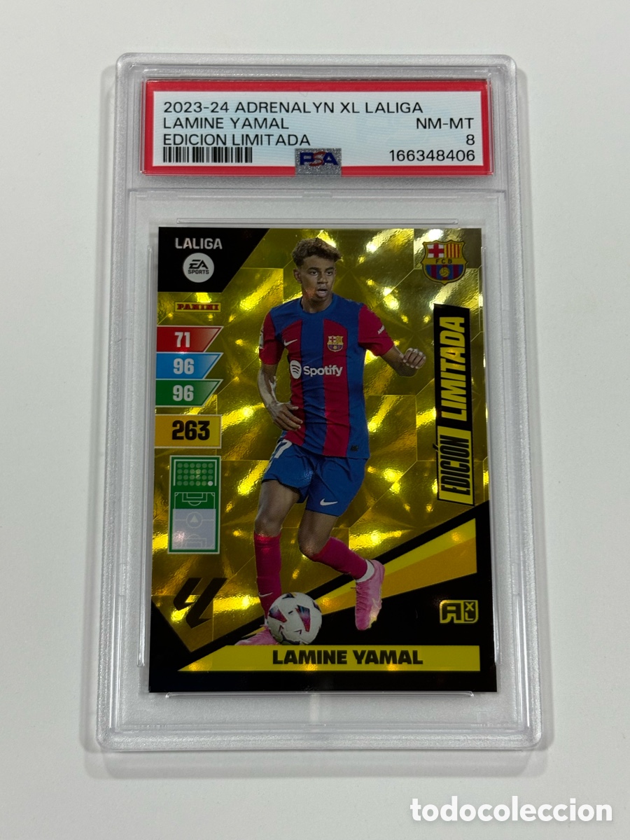 Cromos de f&uacute;tbol: Lamine Yamal PSA 8 Edicion Limitada Panini 2023 Adrenalyn Rookie 2023-24