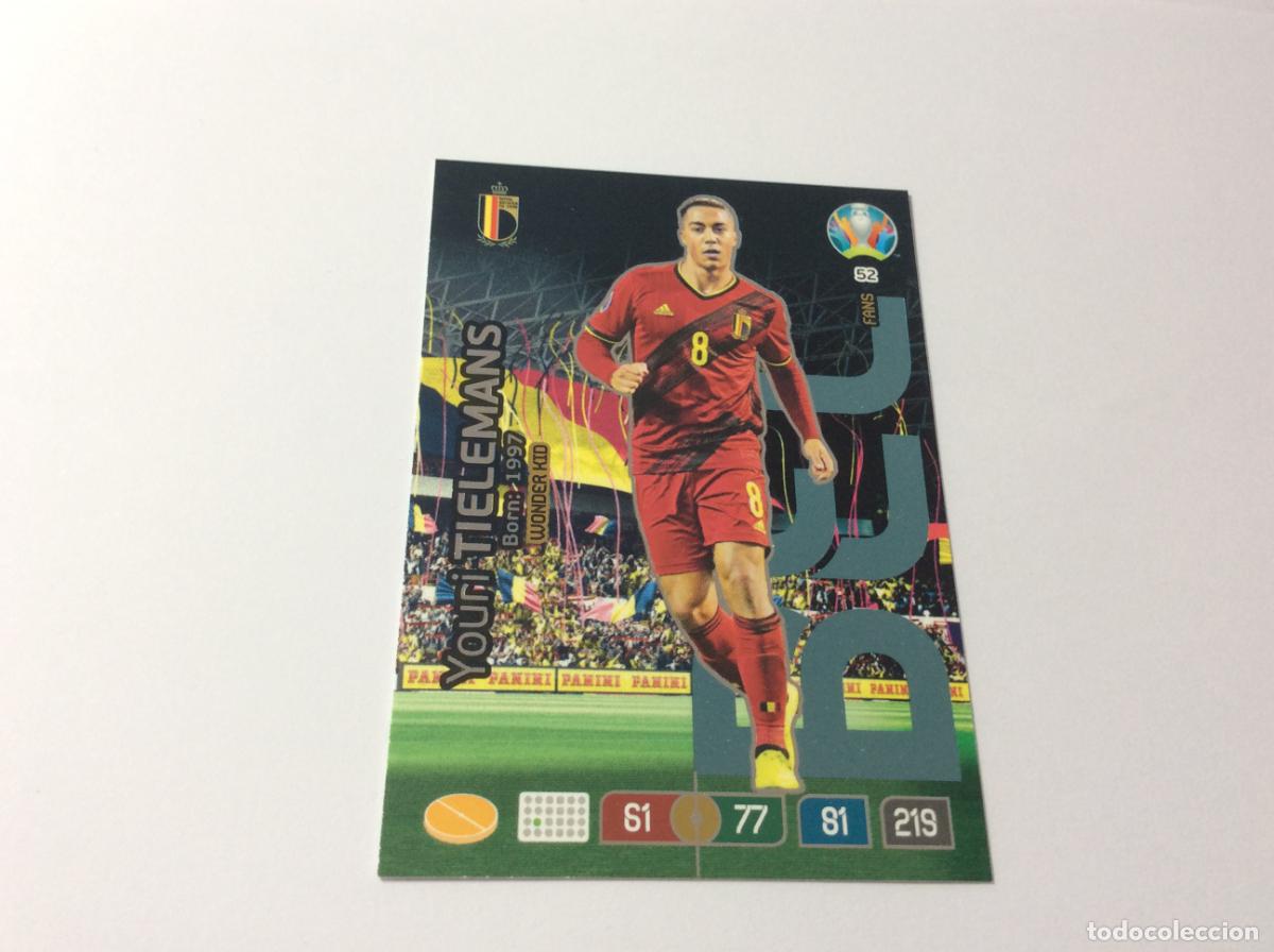 Cromos de f&uacute;tbol: 52 Youri Tielemans B&eacute;lgica Wonderkid UEFA Euro 2020 Preview Adrenalyn XL Panini