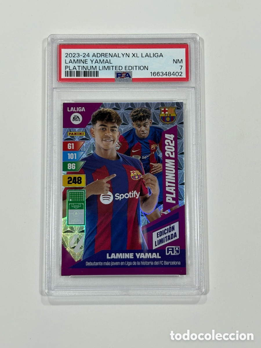 Cromos de f&uacute;tbol: Lamine Yamal PSA 7 Edicion Limitada Platinum 2024 Panini 2023 Adrenalyn Rookie