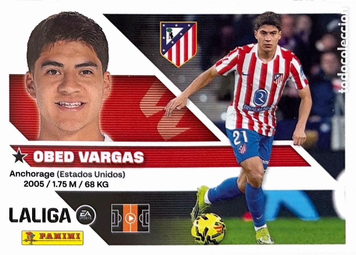 Cromos de f&uacute;tbol: 14B.- Obed Vargas (ATL. MADRID) - COLECCIONES ESTE 2026/27 (PANINI)
