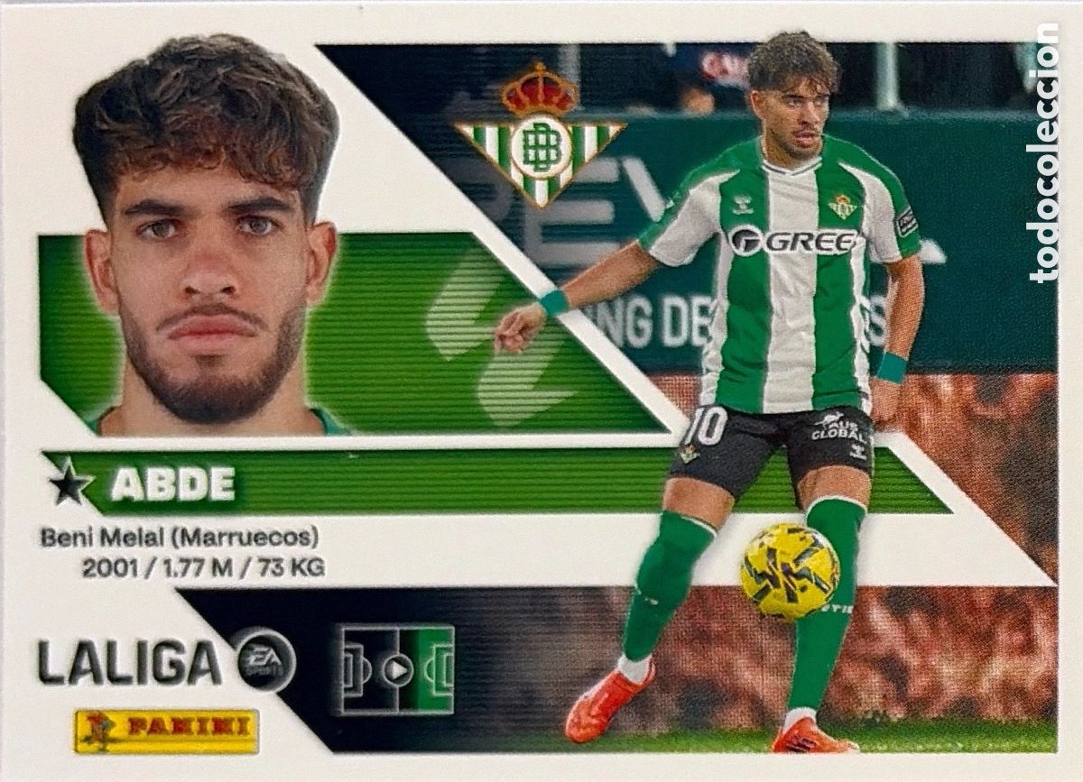 Cromos de f&uacute;tbol: 20.- Abde (R. BETIS) - COLECCIONES ESTE 2026/27 (PANINI)