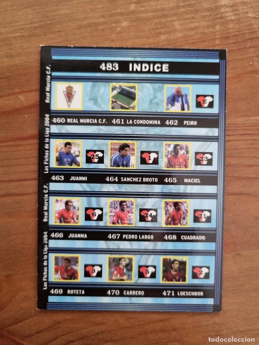 Football Stickers: 483 &Iacute;NDICE (Real Murcia). Las Fichas de la Liga 2003 2004 03 04 (Mundicromo)