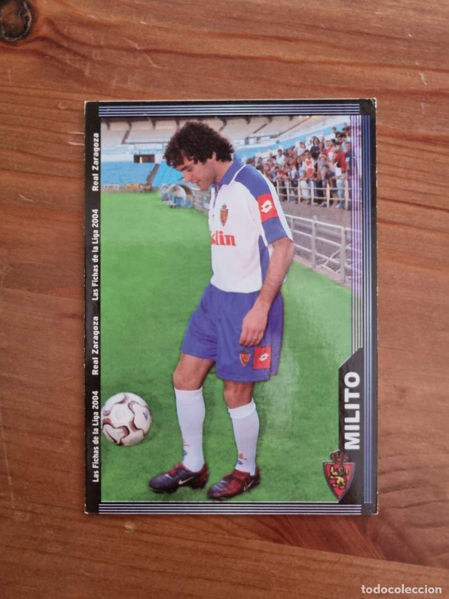 Cartes &agrave; collectionner de Football: 496 MILITO (Real Zaragoza). Las Fichas de la Liga 2003 2004 03 04 (Mundicromo)