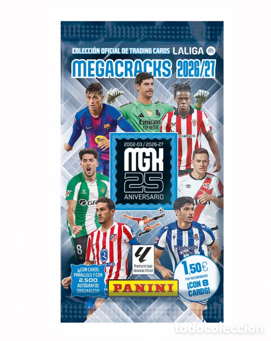 Cromos de f&uacute;tbol: Pack 100 Sobres Sin Abrir Megacracks 26 27 2026-27 Panini