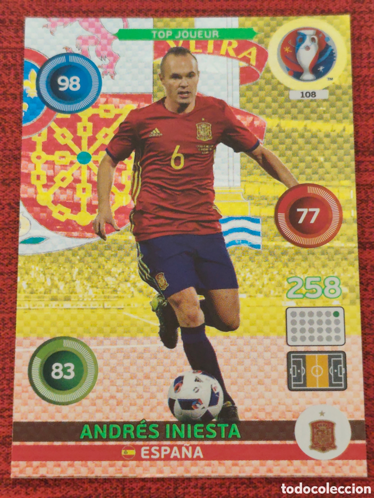 Cromos de f&uacute;tbol: 108 ANDR&Eacute;S INIESTA ESPA&Ntilde;A EURO 2016 ADRENALYN XL