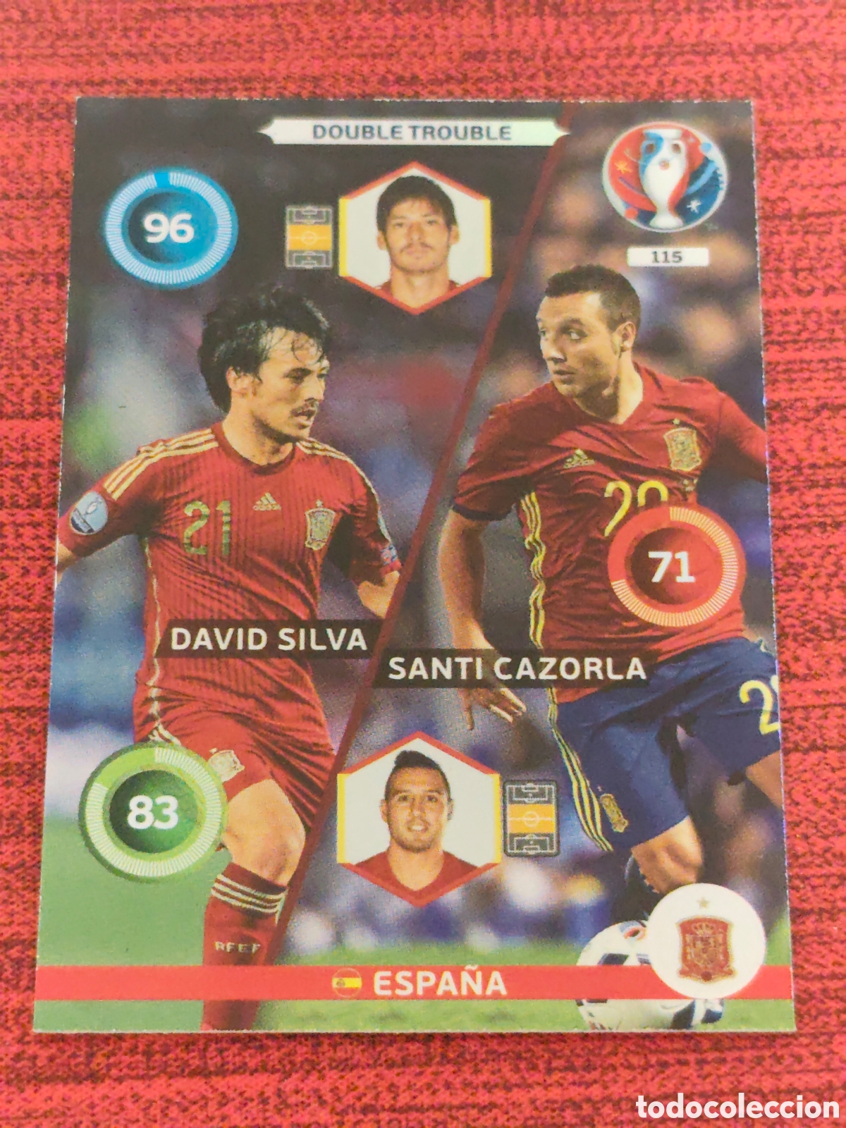 Cromos de Futebol: DOUBLE TROUBLE 115 SILVA / CAZORLA ESPA&Ntilde;A EURO 2016 ADRENALYN XL